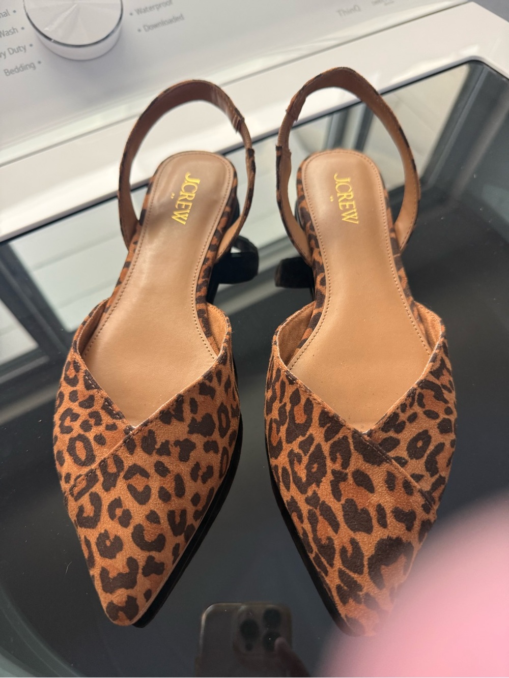 J.Crew Leopard Print Pointed Slingback Mules in Brown and Black